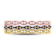 Load image into Gallery viewer, Tri - Tone Gold Convertible Diamond Stackable Band - Splendid Jewellery