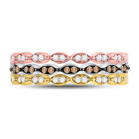 Tri - Tone Gold Convertible Diamond Stackable Band - Splendid Jewellery