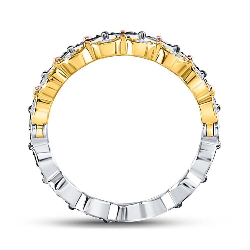 Tri - Tone Gold Convertible Diamond Stackable Band - Splendid Jewellery