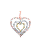 Tri - Tone Gold Diamond Nested Heart Pendant: A Mesmerizing Symbol of Love and Elegance - Splendid Jewellery
