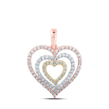 Load image into Gallery viewer, Tri - Tone Gold Diamond Nested Heart Pendant: A Mesmerizing Symbol of Love and Elegance - Splendid Jewellery
