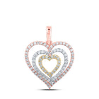 Tri - Tone Gold Diamond Nested Heart Pendant: A Mesmerizing Symbol of Love and Elegance - Splendid Jewellery