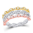 Tri - Tone Gold Diamond Stacking Band - 5/8 Cttw - Splendid Jewellery