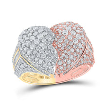 Load image into Gallery viewer, Tri - Tone Gold Heart - Shaped Diamond Men's Ring - 4 - 1/4 Cttw - Splendid Jewellery