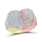 Tri - Tone Gold Heart - Shaped Diamond Men's Ring - 4 - 1/4 Cttw - Splendid Jewellery