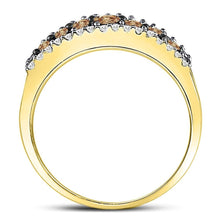 Load image into Gallery viewer, Triple Row Brown and White Diamond Band | 10kt Yellow Gold Women's Ring 1/2 Cttw - Splendid Jewellery