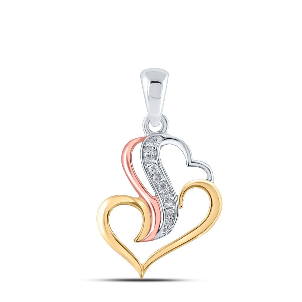 Triple - tone Diamond Heart & Love Symbol Pendant | Sterling Silver Womens Round Diamond Pendant 1/20 Cttw | Splendid Jewellery - Splendid Jewellery