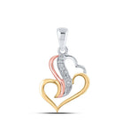 Triple - tone Diamond Heart & Love Symbol Pendant | Sterling Silver Womens Round Diamond Pendant 1/20 Cttw | Splendid Jewellery - Splendid Jewellery