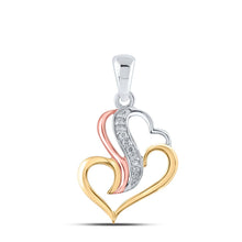Load image into Gallery viewer, Triple-tone Diamond Heart &amp; Love Symbol Pendant | Sterling Silver Womens Round Diamond Pendant 1/20 Cttw | Splendid Jewellery  Top View from Splendid Jewellery