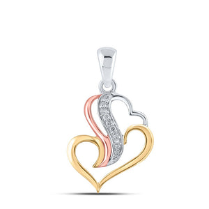 Triple - tone Diamond Heart & Love Symbol Pendant | Sterling Silver Womens Round Diamond Pendant 1/20 Cttw | Splendid Jewellery - Splendid Jewellery