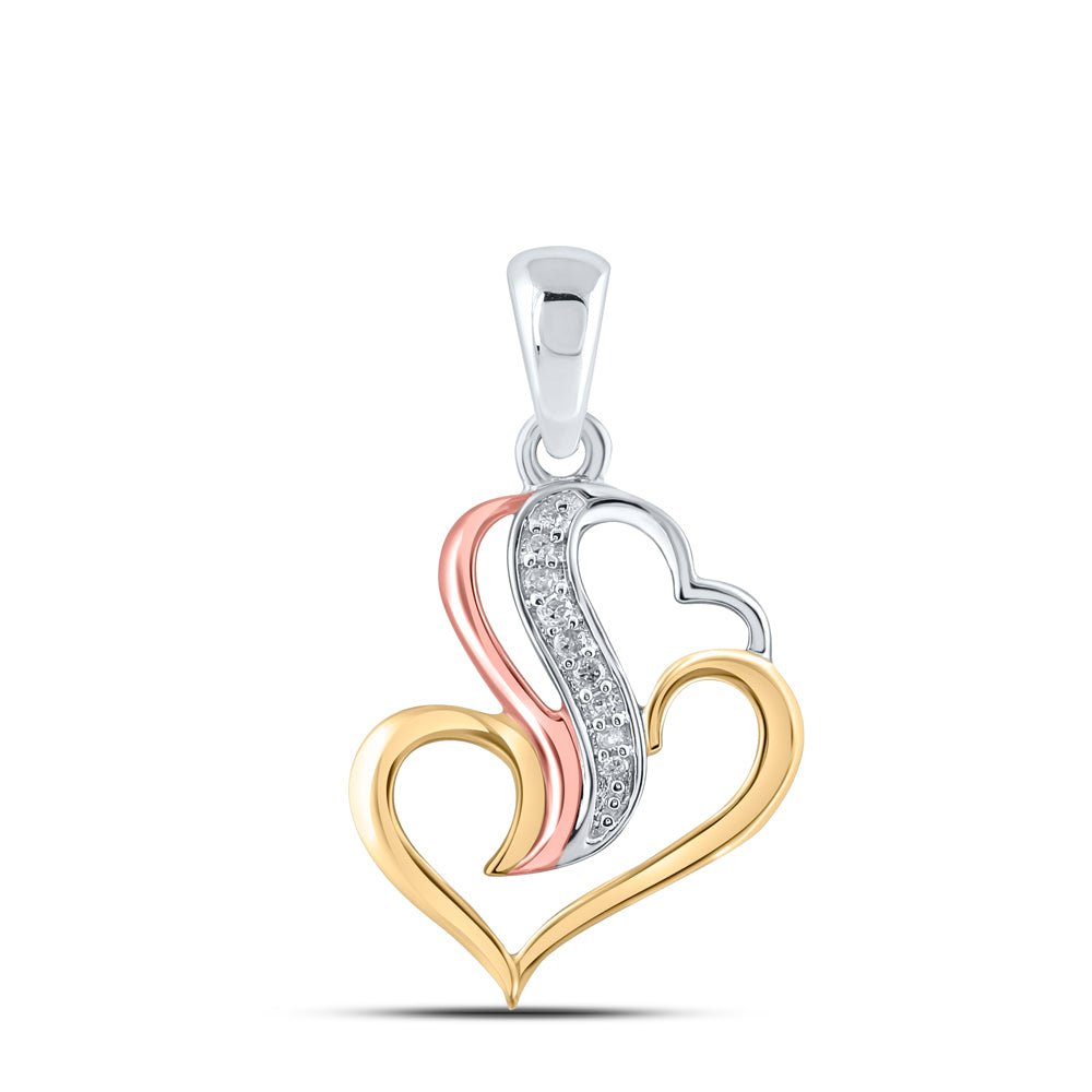 Triple - tone Diamond Heart & Love Symbol Pendant | Sterling Silver Womens Round Diamond Pendant 1/20 Cttw | Splendid Jewellery - Splendid Jewellery