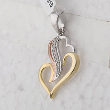 Load image into Gallery viewer, Triple - tone Diamond Heart &amp; Love Symbol Pendant | Sterling Silver Womens Round Diamond Pendant 1/20 Cttw | Splendid Jewellery - Splendid Jewellery