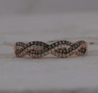 Twist of Elegance: 10kt Rose Gold Brown Diamond Twist Band Ring - Splendid Jewellery