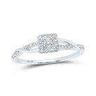Twist of Elegance: 10kt White Gold Womens Round Diamond Halo Promise Ring - Splendid Jewellery