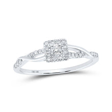 Load image into Gallery viewer, Twist of Elegance: 10kt White Gold Womens Round Diamond Halo Promise Ring - Splendid Jewellery