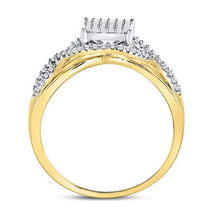 Twisted Brilliance: 10kt Yellow Gold Diamond Cluster Ring - Splendid Jewellery