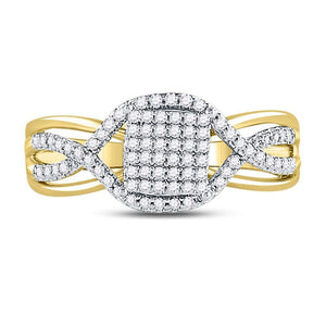 Twisted Brilliance: 10kt Yellow Gold Diamond Cluster Ring - Splendid Jewellery