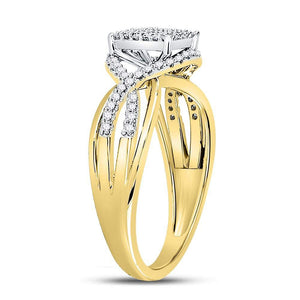 Twisted Brilliance: 10kt Yellow Gold Diamond Cluster Ring - Splendid Jewellery