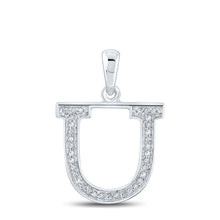 Load image into Gallery viewer, Utopia Diamond Initial &amp; Letter Pendant | 10kt White Gold Womens Round Diamond Initial U Letter Pendant 1/12 Cttw | Splendid Jewellery - Splendid Jewellery
