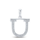 Utopia Diamond Initial & Letter Pendant | 10kt White Gold Womens Round Diamond Initial U Letter Pendant 1/12 Cttw | Splendid Jewellery - Splendid Jewellery