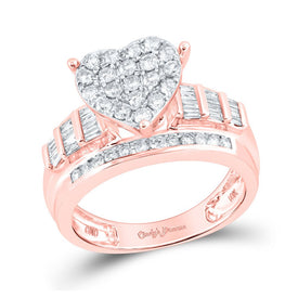 Eternal Love 10kt Rose Gold Baguette Diamond Heart Bridal Wedding Engagement Ring - Alternate view 1 from Splendid Jewellery