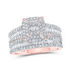 Romantic Radiance | 10kt Rose Gold Baguette Diamond Square Bridal Wedding Ring Band Set - Alternate view 1 from Splendid Jewellery