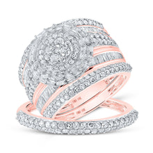 Load image into Gallery viewer, Rose Gold Diamond Cluster His and Hers Wedding Set - 2 Cttw | Splendid Jewellery - Alternate view 1 from Splendid Jewellery