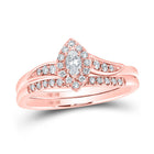 Enchanting Rose Gold Marquise Diamond Halo Bridal Wedding Ring Set - Alternate view 1 from Splendid Jewellery