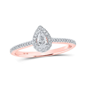 Wedding Collection | 10kt Rose Gold Pear Diamond Halo Bridal Wedding Engagement Ring 1/3 Cttw | Splendid Jewellery GND