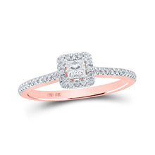 Load image into Gallery viewer, Enchanting Rose Gold Princess Diamond Halo Bridal Wedding Engagement Ring - Alternate view 1 from Splendid Jewellery