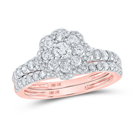 Radiant Love | 10kt Rose Gold Round Diamond Bridal Wedding Ring Band Set 1 Cttw - Alternate view 1 from Splendid Jewellery
