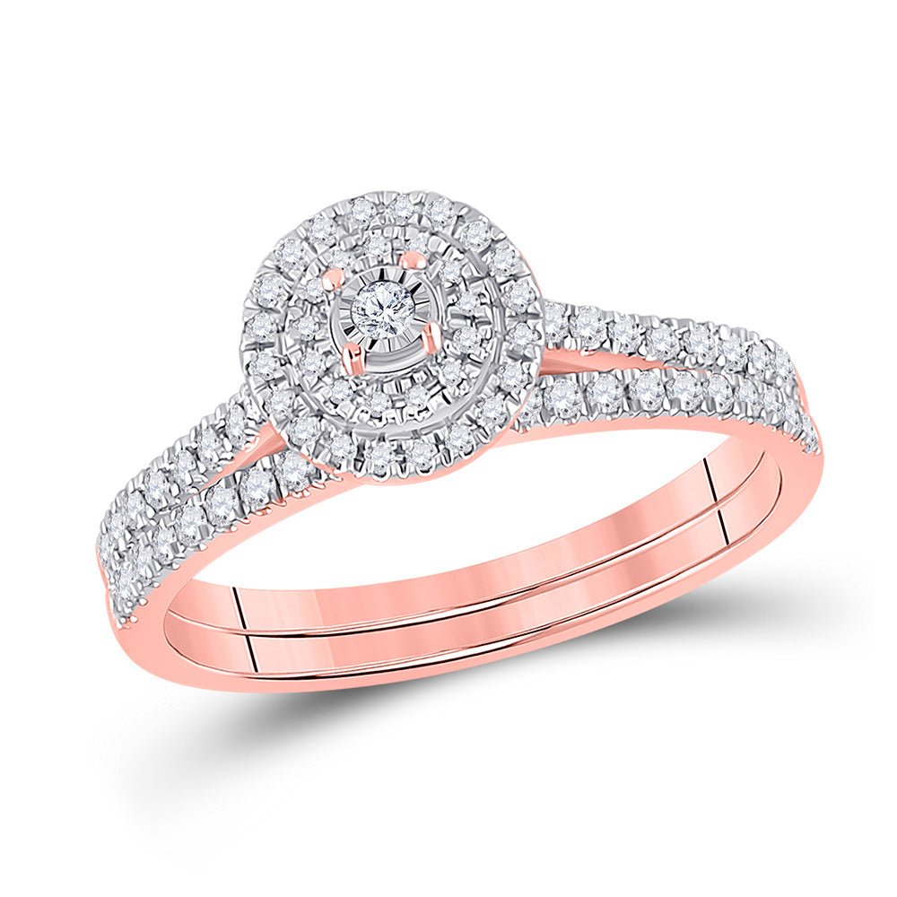Wedding Collection | 10kt Rose Gold Round Diamond Bridal Wedding Ring Band Set 1/3 Cttw | Splendid Jewellery GND