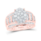 Radiant Rose Gold Diamond Cluster Bridal Wedding Ring - 1-1/2 Cttw - Alternate view 1 from Splendid Jewellery