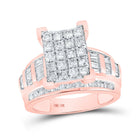 Radiant Rose Gold Diamond Cluster Bridal Wedding Ring - 1-1/2 Cttw - Alternate view 1 from Splendid Jewellery