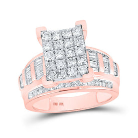 Radiant Rose Gold Diamond Cluster Bridal Wedding Ring - 1-1/2 Cttw - Alternate view 1 from Splendid Jewellery
