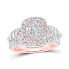 Radiant Rose Gold Diamond Cluster Wedding Ring Set - 1-1/2 Cttw - Alternate view 1 from Splendid Jewellery