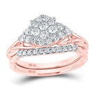 Captivating Rose Gold Diamond Cluster Wedding Ring Set - Alternate view 1 from Splendid Jewellery