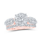 Enchanting Rose Gold Diamond Halo Bridal Wedding Ring Set - Alternate view 1 from Splendid Jewellery