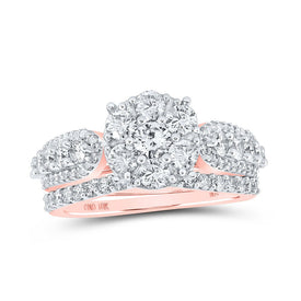 Enchanting Rose Gold Diamond Halo Bridal Wedding Ring Set - Alternate view 1 from Splendid Jewellery