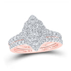 Radiant Love: 10kt Rose Gold Diamond Halo Bridal Wedding Ring Band Set - Alternate view 1 from Splendid Jewellery