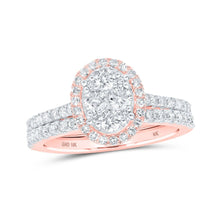Load image into Gallery viewer, Enchanting Rose Gold Diamond Halo Bridal Wedding Ring Set - Alternate view 1 from Splendid Jewellery