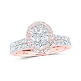 Enchanting Rose Gold Diamond Halo Bridal Wedding Ring Set - Alternate view 1 from Splendid Jewellery