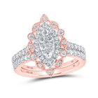 Radiant Rose Gold Diamond Marquise Wedding Ring Set - Alternate view 1 from Splendid Jewellery