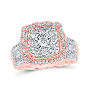 Wedding Collection | 10kt Rose Gold Round Diamond Square Bridal Wedding Ring Band Set 1-1/2 Cttw | Splendid Jewellery GND