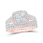 Captivating Rose Gold Diamond Square Bridal Wedding Ring Band Set - Alternate view 1 from Splendid Jewellery