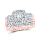 Radiant Rose Gold Diamond Square Bridal Wedding Ring Band Set - Alternate view 1 from Splendid Jewellery