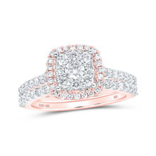 Load image into Gallery viewer, Enchanting Rose Gold Diamond Square Bridal Wedding Ring Set - Alternate view 1 from Splendid Jewellery