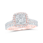 Enchanting Rose Gold Diamond Square Bridal Wedding Ring Set - Alternate view 1 from Splendid Jewellery