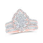 Enchanting Rose Gold Diamond Teardrop Bridal Wedding Ring Set - Alternate view 1 from Splendid Jewellery