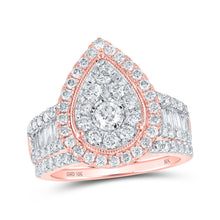 Load image into Gallery viewer, Radiant Rose Gold Diamond Teardrop Bridal Wedding Ring Set - Alternate view 1 from Splendid Jewellery